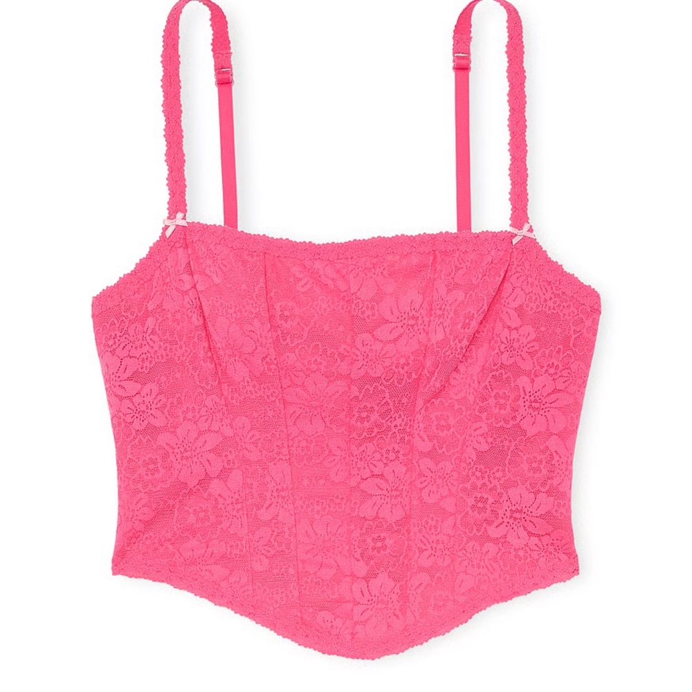 PINK Victoria's Secret Lace Bustier in Bright Pink